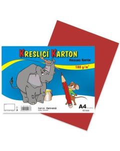Kreslicí karton barevný A4/50/180g - červená, STEPA