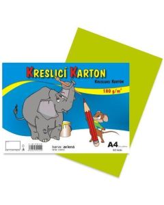 Kreslicí karton barevný A4/50/180g - světle zelená, STEPA