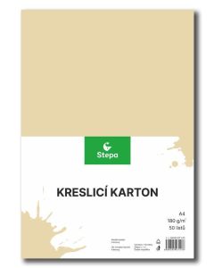 Kreslicí karton barevný A4/50/180g - krémová, STEPA