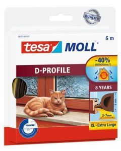 Gumové těsnění "tesamoll® D profil 5393", hnědá, 9 mm x 6 m, TESA