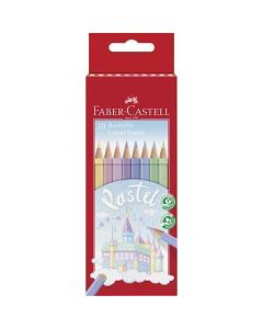 Barevné pastelky, 10 pastelových barev, šestihranné, FABER-CASTELL 111211