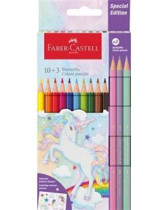 Pastelky "Unicorn", 10 barev + 3 pastelové barvy, šestihranné, FABER-CASTELL 111219