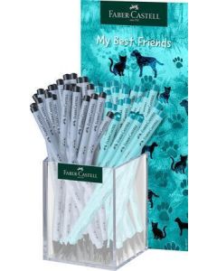 Grafitová tužka "Dogs & Cats", displej/48 ks, mix barev, HB, trojhranná, FABER-CASTELL 111534