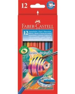 Akvarelové pastelky, se štětcem, 12 barev, šestihranné, FABER-CASTELL