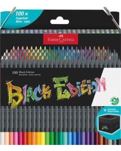 Barevné pastelky "Black Edition", 100 barev, trojhranné, kartonový stojánek, FABER-CASTELL 116411