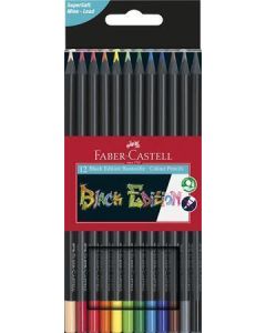Barevné pastelky "Black Edition", 12 barev, trojhranné, FABER-CASTELL 116412