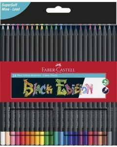Barevné pastelky "Black Edition", 24 barev, trojhranné, FABER-CASTELL 116424