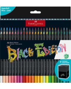 Barevné pastelky "Black Edition", 50 barev, trojhranné, kartonový stojánek, FABER-CASTELL 116450