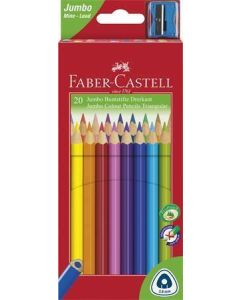 Barevné pastelky "Jumbo" + ořezávátko, 20 barev, šestihranné, FABER-CASTELL