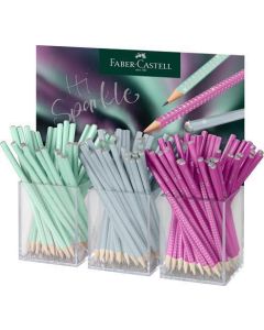 Grafitová tužka "Sparkle Aurora", displej/144 ks, mix barev, B, trojhranná, FABER-CASTELL 118256