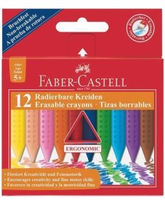 Voskovky "Grip", 12 barev, mazatelné, FABER-CASTELL