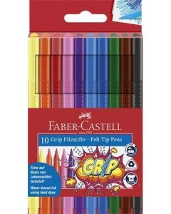 Fixy "Grip", 10 barev, trojhranné, FABER-CASTELL