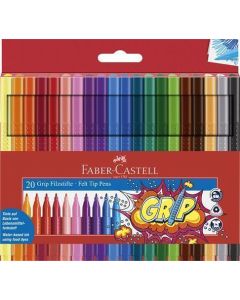 Fixy "Grip", 20 barev, trojhranné, FABER-CASTELL