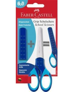 Nůžky Grip, modrá, školní, 13,5 cm, s krytem, FABER-CASTELL 181549
