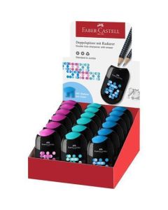 Ořezávátko, 2 otvory, displej/18 ks, se zásobníkem, FABER-CASTELL