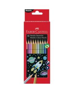 Barevné pastelky, sada, 10 metalických barev, šestihranné, FABER-CASTELL