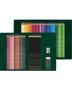 Barevné pastelky "Polychromos & Pitt Graphite Matt", 40 barev, 50 ks, sada, FABER-CASTELL 210054