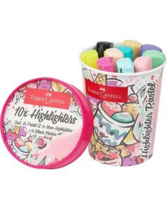Zvýrazňovač "Textliner 46", 10 různých pastelových barev, 1-5 mm, v kelímku, FABER-CASTELL 254696