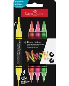 Akrylový popisovač "Shake&Paint", 4 neonové barvy, 1,0/3,0 mm, oboustranný, FABER-CASTELL 285505