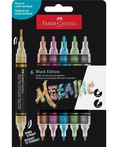 Akrylový popisovač "Shake&Paint", 6 metalických barev, 1,0/3,0 mm, oboustranný, FABER-CASTELL 285517