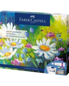 Akrylové barvy včetně příslušenství "Creative Studio", 12 barev, 18 ks, sada, FABER-CASTELL 379280