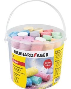 Křídy na chodník, 6 třpytivých barev, 20 ks, v plastovém kbelíku, EBERHARD FABER 526520