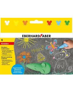 Křídy na chodník, 6 barev, 6 ks, ve tvaru myši, EBERHARD FABER 526561