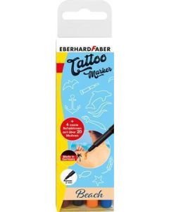 Tetovací fixy "Beach", 4 barvy, se šablonami, EBERHARD FABER 559502