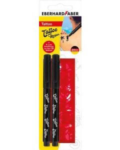 Tetovací fixy "Beach", černá, se šablonami, 2 ks, EBERHARD FABER 559597