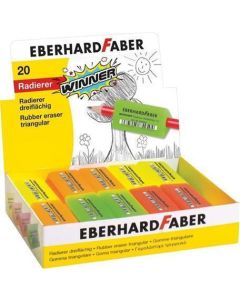 Pryž "Winner", displej/20 ks, mix neonových barev, trojhranná, 2v1, EBERHARD FABER 585450