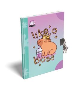 Deník/památník se zámkem "Lollipop Capybara", zeleno-fialová, A5, čistý, 60 listů, LIZZYSULI 7490225