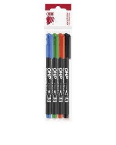 Permanentní popisovač, OHP, B, 4 barvy, 2-3mm, ICO