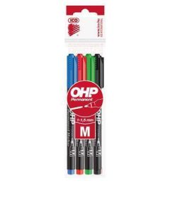 Permanentní popisovač, OHP, M, 4 barvy, 1-1,5mm, ICO