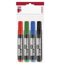 Permanentní popisovač "Permanent 12 XXL", 4 barvy, 1-4mm, klínový hrot, ICO