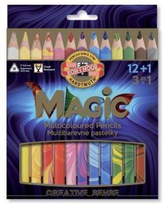 Multibarevné pastelky "Magic 3408", sada různých barev 12+1, trojhranné, KOH-I-NOOR