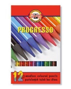 Barevné pastelky "Progresso 8756/12", 12ks, bez dřeva, KOH-I-NOOR