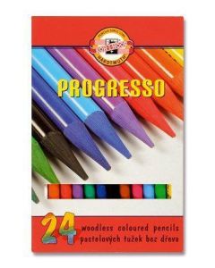 Barevné pastelky "Progresso 8758/24", 24ks, bez dřeva, KOH-I-NOOR