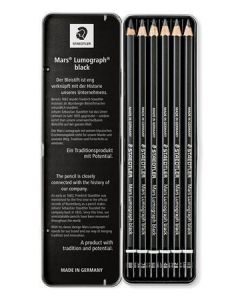 Grafitové tužky "Mars Lumograph", sada, 6 tvrdostí, šestihranná, umělecká, STAEDTLER