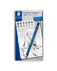 Grafitové tužky "Mars Lumograph", 12 tvrdostí, šestihranná, umělecká, STAEDTLER