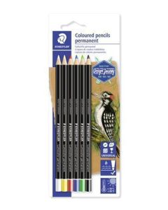 Barevné pastelky "Lumocolor", 6 barev, kulatá, na všechny povrchy, glasochrom, STAEDTLER