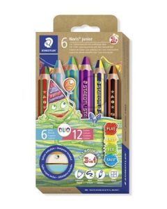 Barevné pastelky "Noris junior 140", 12 barev, 3v1, šestihranné, dvoubarevné, sada, STAEDTLER 1402C6