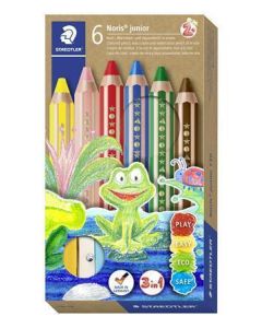 Barevné pastelky "Noris Junior", 6 barev, 3v1, STAEDTLER 140 C6