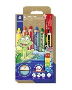 Barevné pastelky "Noris junior 140", 5 barev, 3v1, šestihranné, sada, STAEDTLER 140 C6P1