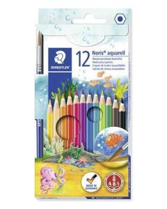 Akvarelové pastelky, se štětcem, 12 barev, sada, STAEDTLER