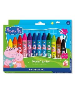 Voskovky "Noris Junior 224", 12 barev, jumbo, edice Peppa Pig, šestihranné, STAEDTLER 224 C12 L1