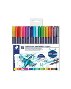 Štětcové fixy "Marsgraphic Duo", sada, 18 barev, 0,5-0,8/1,0-6,0 mm, oboustranné, STAEDTLER