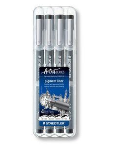 Liner "Pigment Liner", sada, černá, STAEDTLER