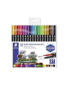 Permanentní popisovače "Twin-tip", 18 barev, 0,4/2,0 mm, oboustranné, STAEDTLER 3187 TB18