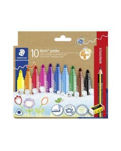 Fixy "Noris jumbo 328", 10 barev, 3 mm, trojhranné, vypratelné, sada, STAEDTLER 328-B C10P