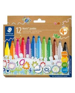 Fixy "Noris jumbo 328-B", 12 barev, 3 mm, trojhranné, vypratelné, sada, STAEDTLER  328-B C12